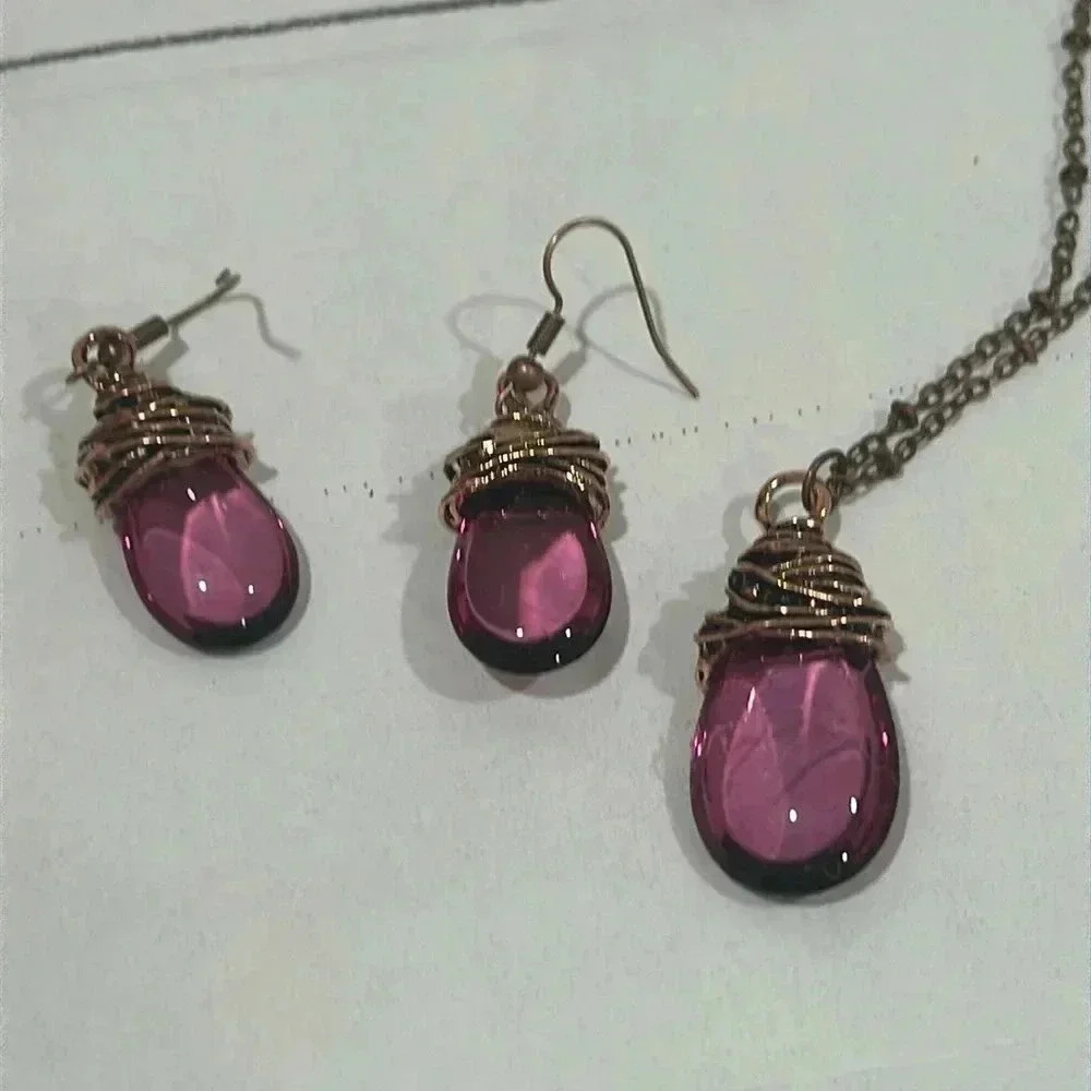 Water Drop Lantern Glass Jewelry Set